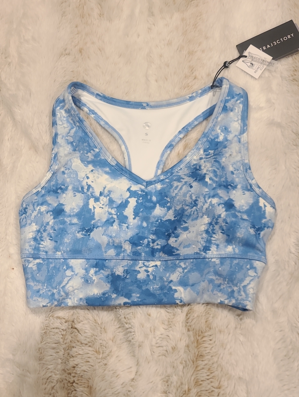 Sky Tie-Dye Racerback Sports Bra - Blue
